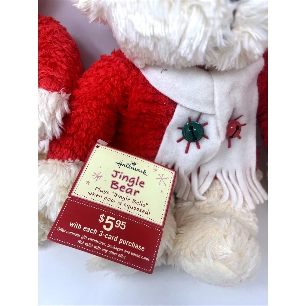 Lot of 3 Hallmark Jingle Bear Christmas Plush 2 Tagged Sound Not Working-1 Sound